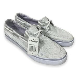 Austin Trading Co Womens Shoes Size 5 Silver Top Siders Boat Sparkly NEW